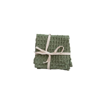 Load image into Gallery viewer, Stonewashed Cotton Waffle Weave Dish Cloths, Green, Set of 3