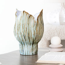 Load image into Gallery viewer, Stoneware Pleated Sculptural Vase
