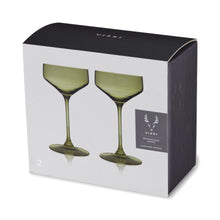 Load image into Gallery viewer, Reserve Nouveau Crystal Coupe Glasses in Sage Set of 2 (Online Only)
