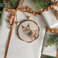 Load image into Gallery viewer, Fox On Wood Slice Ornament