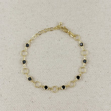 Load image into Gallery viewer, 18k Gold Filled Black Bezel Cz & Circles Bracelet