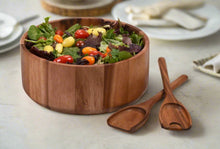 Load image into Gallery viewer, Extra Large Acacia Wood Salad Bowl with Utensils – 12" X 5"