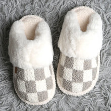 Load image into Gallery viewer, Checkered Faux Fur Cuff Mule Luxury Soft Slipper (Various Colors)