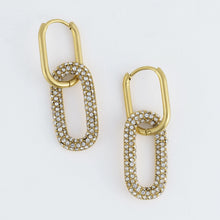 Load image into Gallery viewer, Narelle Waterproof Pave Linked Hoop Earrings