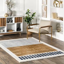 Load image into Gallery viewer, Keeva Modern Striped Fringe Area Rug (Various Sizes)