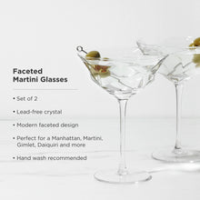 Load image into Gallery viewer, Seneca Faceted Crystal Martini Glasses Set of 2 (Online Only)
