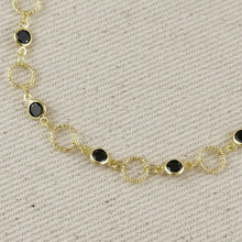Load image into Gallery viewer, 18k Gold Filled Black Bezel Cz & Circles Bracelet