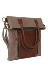 Load image into Gallery viewer, Fold Over Stone Up-Cycled Convertible Tote Bag