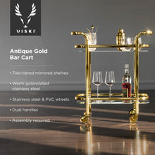 Load image into Gallery viewer, Antique Gold Bar Cart (Online Only)