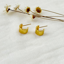 Load image into Gallery viewer, Mini Gold Textured Half Hoops