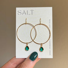 Load image into Gallery viewer, On My Way! Gem Hoop Earrings | Teal Emerald Hook Earrings