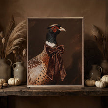 Load image into Gallery viewer, Brown Velvet Bow Pheasant Wooden Wall Art 16x20