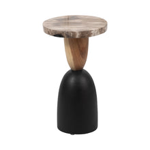 Load image into Gallery viewer, Side Table with Tan & Black Suar Wood Geometric Base