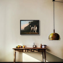Load image into Gallery viewer, Framed Vintage Oil Painting Reproduction of Hunting Dogs 24x18
