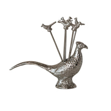 Load image into Gallery viewer, Pheasant Shaped Holder with 6 Stainless Steel Appetizer Picks