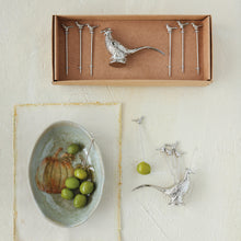 Load image into Gallery viewer, Pheasant Shaped Holder with 6 Stainless Steel Appetizer Picks