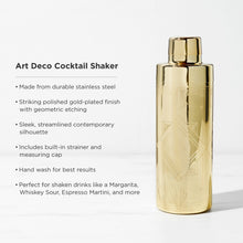 Load image into Gallery viewer, Art Deco Cocktail Shaker in Gold (Online Only)