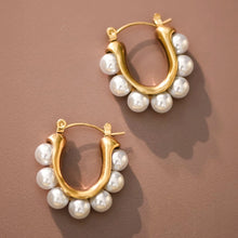 Load image into Gallery viewer, The Rylee Pearl Hoop Earrings