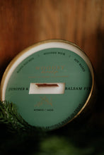 Load image into Gallery viewer, Juniper & Balsam Fir Solid Brass 14oz Pure Soy Candle