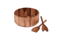 Load image into Gallery viewer, Extra Large Acacia Wood Salad Bowl with Utensils – 12" X 5"