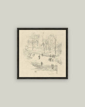 Load image into Gallery viewer, Kensington Gardens in Winter Framed Antique Art 9x9