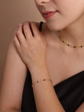 Load image into Gallery viewer, 18k Gold Filled Black Bezel Cz & Circles Bracelet