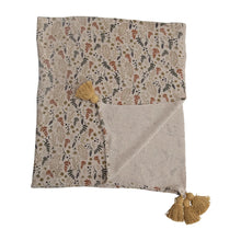 Load image into Gallery viewer, Woven Floral Print Throw w/ Tassels