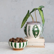 Load image into Gallery viewer, Hand-Painted Stoneware Planter w/Abstract Design (Each One Will Vary)