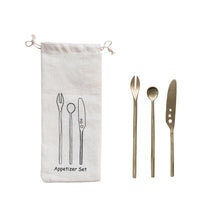 Load image into Gallery viewer, Brass Appetizer Cutlery Set