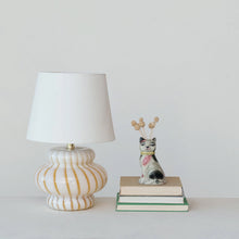 Load image into Gallery viewer, Hand-Blown Art Glass Table Lamp w/Linen Shade