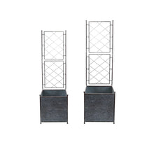 Load image into Gallery viewer, Galvanized Metal Planters with Trellis (2 Sizes)