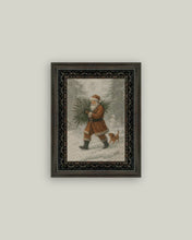 Load image into Gallery viewer, Santa with Tree Framed Antique Art 5x7