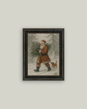 Load image into Gallery viewer, Santa with Tree Framed Antique Art 5x7