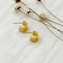 Load image into Gallery viewer, Mini Gold Textured Half Hoops