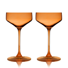 Load image into Gallery viewer, Reserve Nouveau Crystal Coupe Glasses in Amber Set of 2 (Online Only)