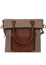Load image into Gallery viewer, Fold Over Stone Up-Cycled Convertible Tote Bag