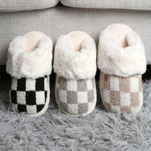 Load image into Gallery viewer, Checkered Faux Fur Cuff Mule Luxury Soft Slipper (Various Colors)