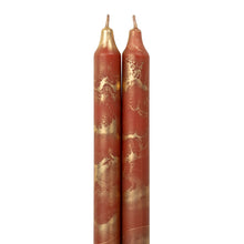Load image into Gallery viewer, 12" Decorative Taper Candles Set of 2 | Terra Cotta w/Gold