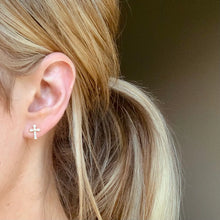 Load image into Gallery viewer, Cross Studs | 18k Gold