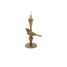 Load image into Gallery viewer, Cast Iron Bird Taper Holder with Antique Gold Finish