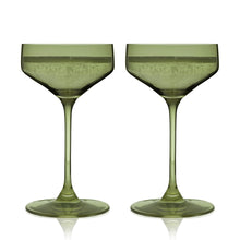 Load image into Gallery viewer, Reserve Nouveau Crystal Coupe Glasses in Sage Set of 2 (Online Only)