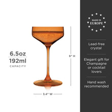 Load image into Gallery viewer, Reserve Nouveau Crystal Coupe Glasses in Amber Set of 2 (Online Only)
