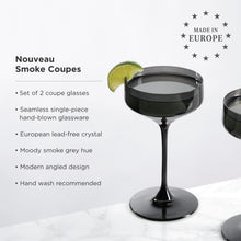Load image into Gallery viewer, Reserve Nouveau Crystal Coupe Glasses in Smoke Set of 2 (Online Only)