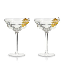Load image into Gallery viewer, Seneca Faceted Crystal Martini Glasses Set of 2 (Online Only)