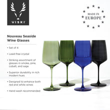 Load image into Gallery viewer, Reserve Nouveau Crystal Wine Glasses in Seaside Set of 4 (Online Only)