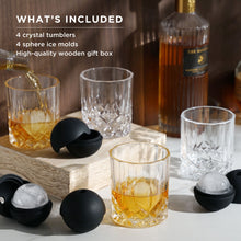 Load image into Gallery viewer, 8-Piece Ice Sphere Mold and Crystal Rocks Glass Gift Set (Online Only)