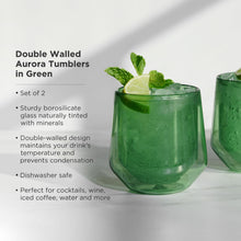 Load image into Gallery viewer, Aurora Double-Walled Tumblers in Green Set of 2 (Online Only)