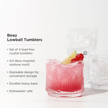 Load image into Gallery viewer, Beau Crystal Lowball Tumblers Set of 4 (Online Only)