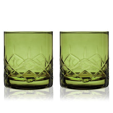 Load image into Gallery viewer, Admiral Crystal Rocks Glasses in Green Set of 2 (Online Only)