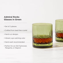 Load image into Gallery viewer, Admiral Crystal Rocks Glasses in Green Set of 2 (Online Only)